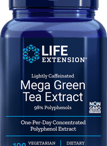 Lightly Caffeinated Mega Green Tea Extract (98% Polyphenols) - 100 Vegetarian Capsules