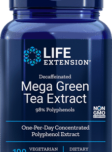 Decaffeinated Mega Green Tea Extract (98% Polyphenols) - 100 Vegetarian Capsules