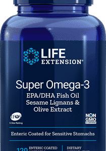 Super Omega-3 EPA/DHA with Fish Oil, Sesame Lignans & Olive Extract - 120 Enteric Coated Softgels