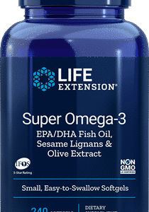 Super Omega-3 EPA/DHA with Fish Oil, Sesame Lignans & Olive Extract - 240 Easy-to-Swallow Softgels