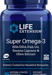 Super Omega-3 EPA/DHA with Fish Oil, Sesame Lignans & Olive Extract - 60 Enteric Coated Softgels