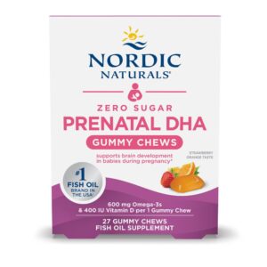 Zero Sugar Prenatal DHA Gummy Chews - Strawberry Orange (27 Count)